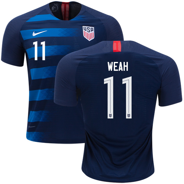 Women's USA #11 Weah Away Soccer Country Jersey - Click Image to Close
